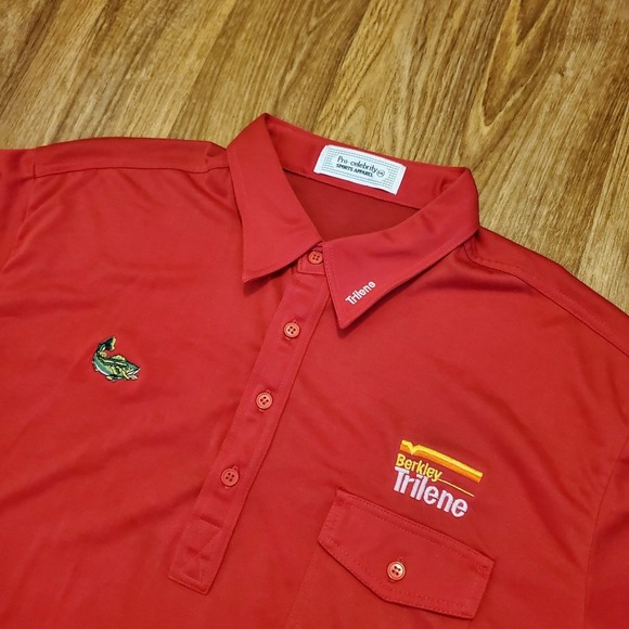 Vintage 80s Fishing Polo Shirt‎ Adult 2XL Red Berkley Trilene Bass Fishing - Picture 1 of 7